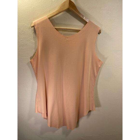 PLANET NWOT by Lauren G Pima Cotton Peach Sleeveless Curved Hem Tank Top 3 L - Picture 2 of 4